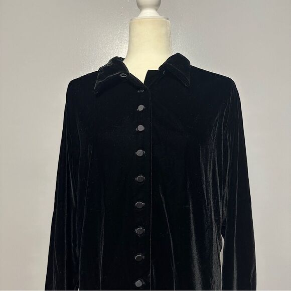 British Khaki long sleeve velour type long button up shirt size 14 - Picture 4 of 6